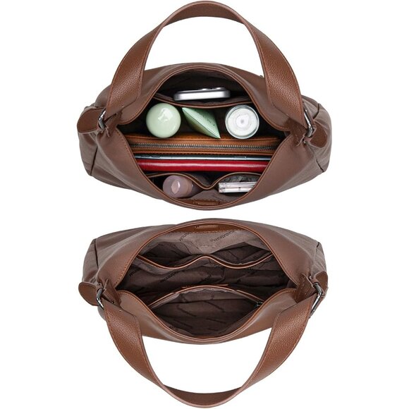 Versatile Slouchy Hobo Bag for Women - Soft PU Leather, Magnetic Closure Purse - Picture 5 of 7